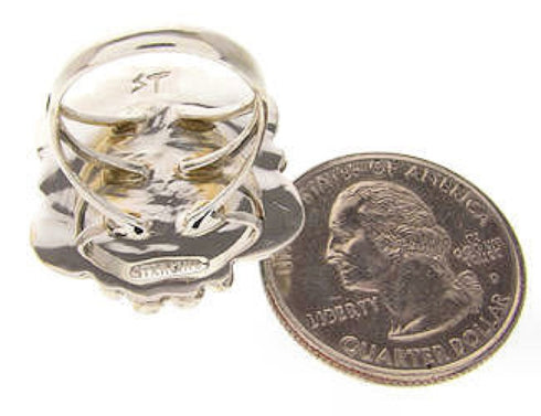 Southwest Genuine Sterling Silver Turquoise Ring Size 4-3/4 OS58929